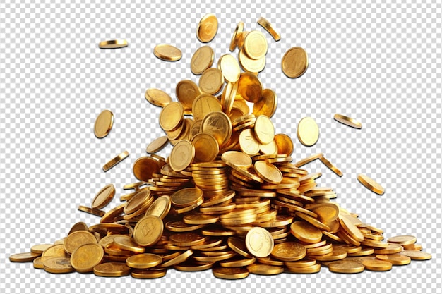 Gold coins cash money pile stack falling png