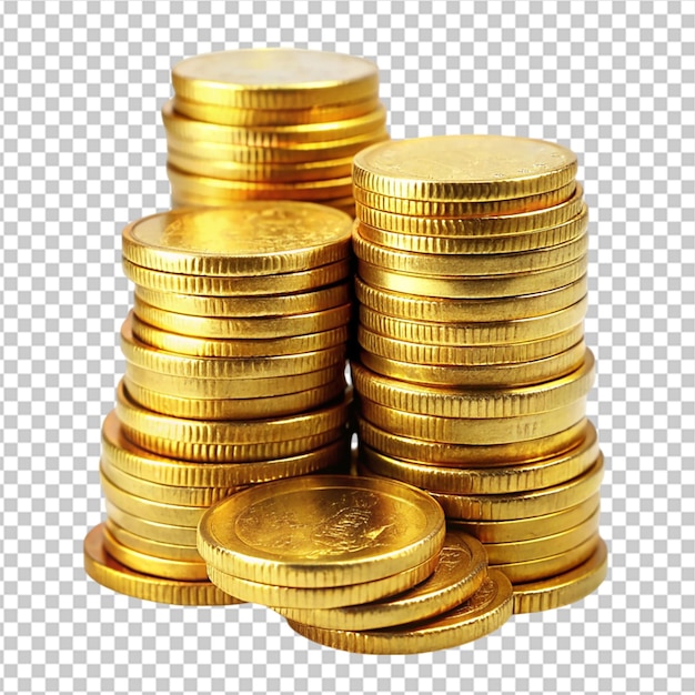 Gold coins concept png isolated on transparent background