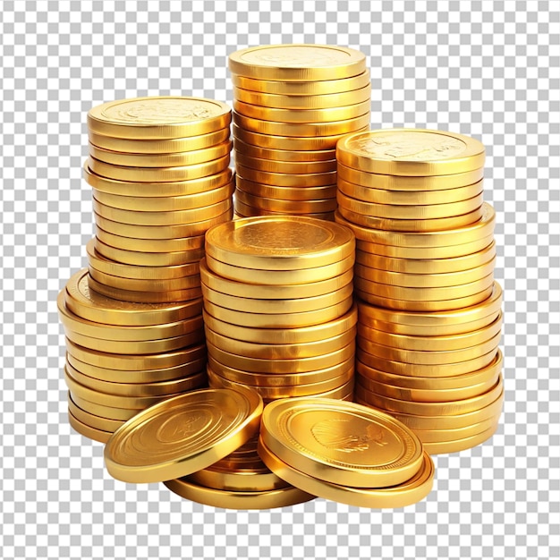 Gold coins concept png isolated on transparent background