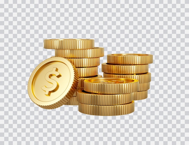 Gold coins stack isolated on white