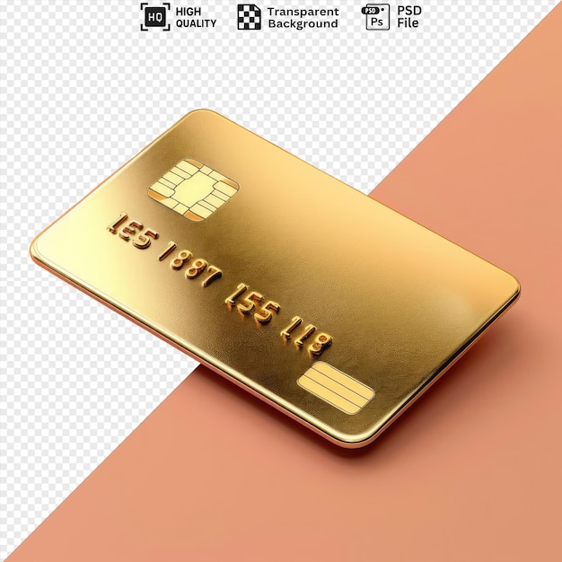 gold credit card mockup isolated in 3d rendering on a pink background png