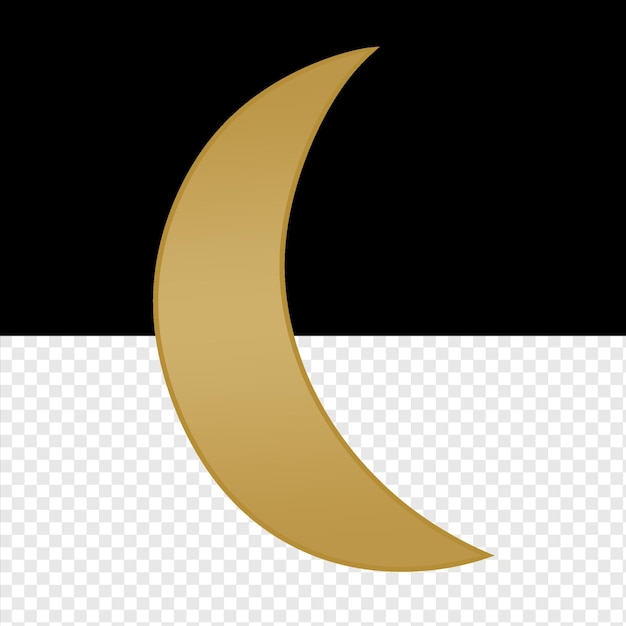 PSD gold crescent moon is on a transparent background