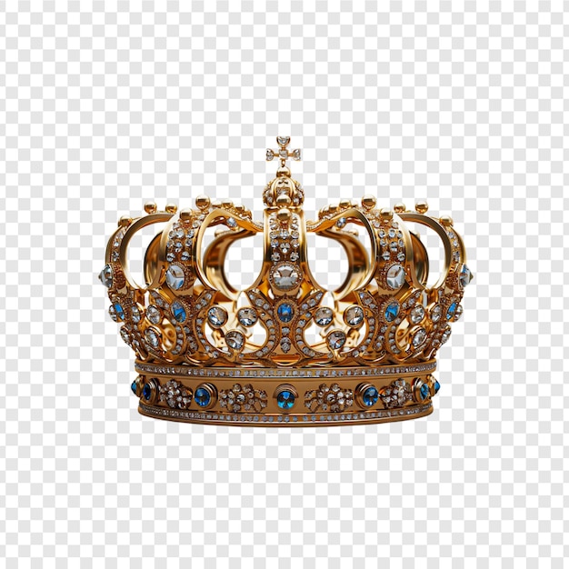 PSD gold crown isolated on a transparent background