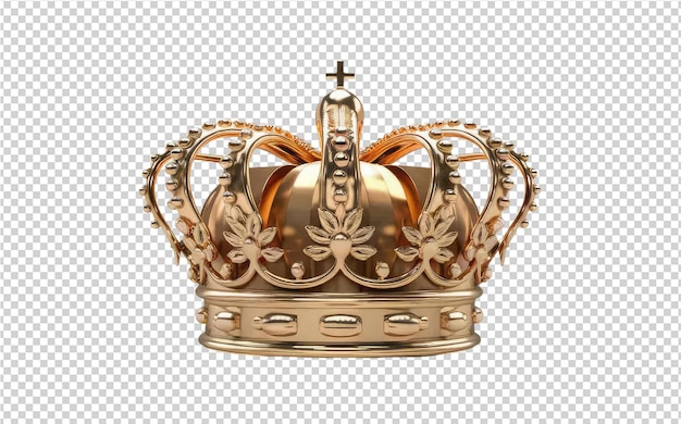 PSD gold crown with a crown on a transparent background