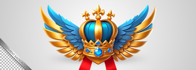 a gold crown with wings and a blue shield