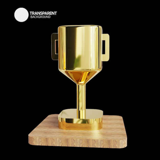 A gold cup with a black background and a white logo for transparent photography.