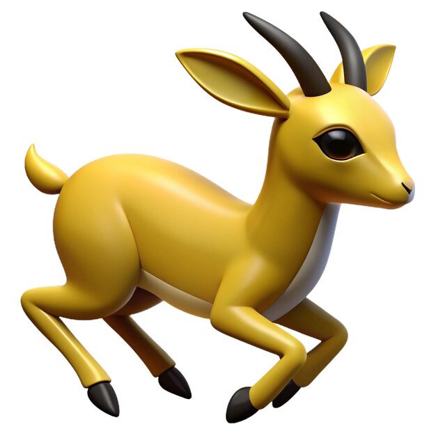 PSD a gold deer with horns and horns is shown on a white background