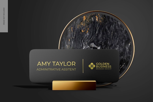 Gold Desk Name Plate Mockup Front View