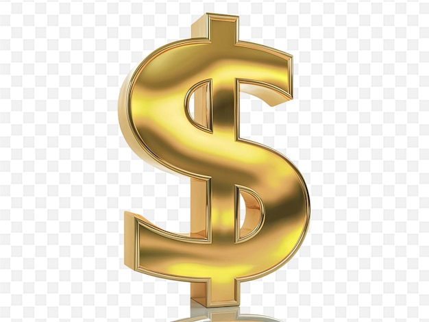 a gold dollar sign on a stand with a black background