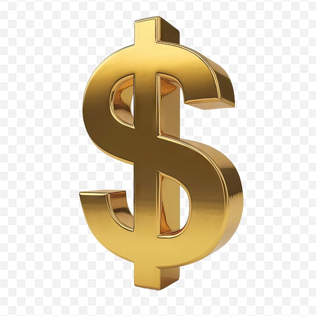 a gold dollar sign on a transparent background