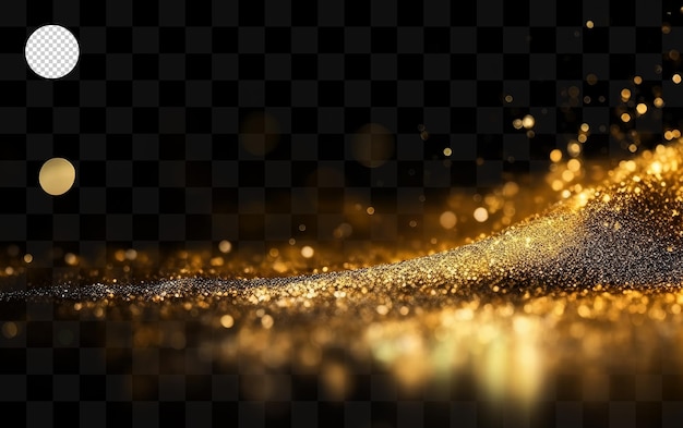 Gold dust and glitter on a transparent background