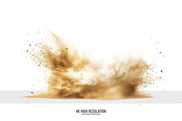 Gold Dust and smoke particles explosion on transparent background