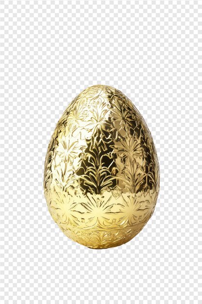 PSD a gold easter egg with a pattern of gold leaves