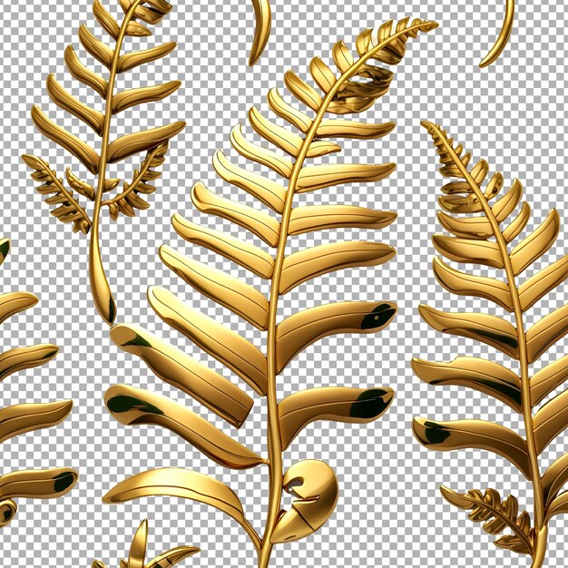 PSD gold fern leaf transparent background