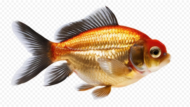 PSD a gold fish with black and red stripes