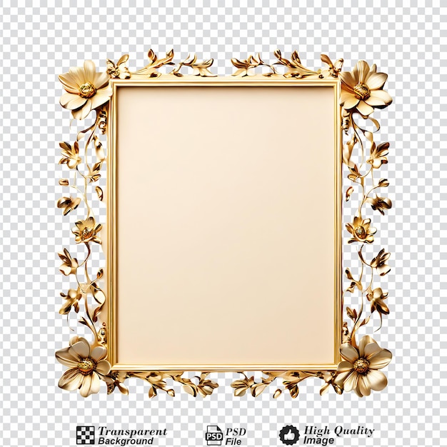 gold flower frame isolated on transparent backgroundpng