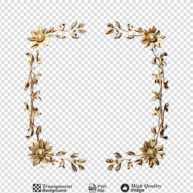 gold flower frame isolated on transparent backgroundpng