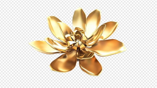 PSD gold flower on a transparent background