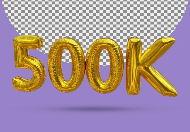 Gold foil balloon of Realistic 600K 3d isolated