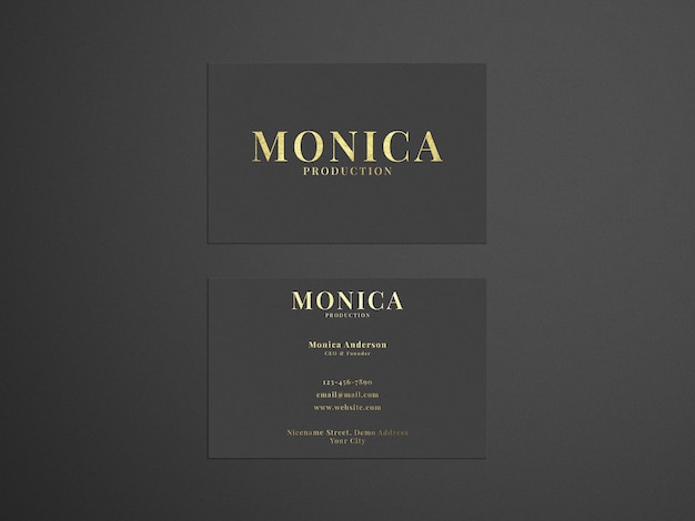 Gold foil business card mockup