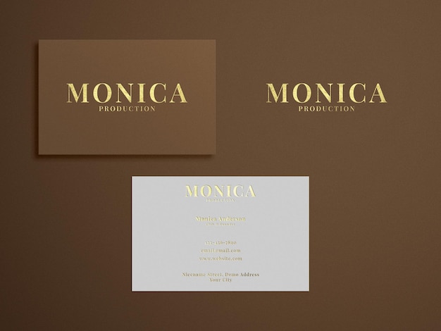 Gold foil business card mockup