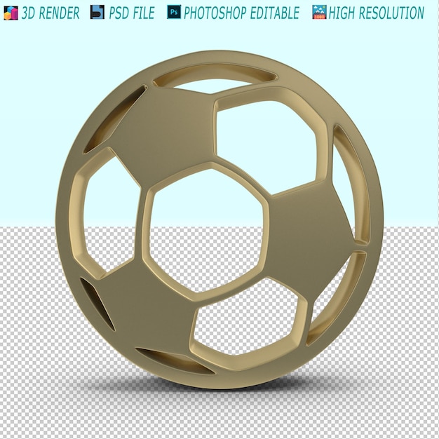 PSD gold football 3d psd file