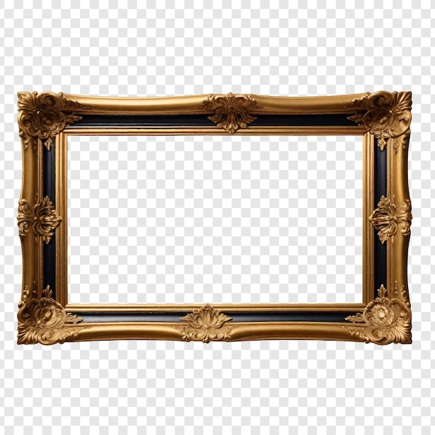 PSD gold frame isolated on transparent background