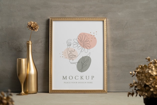 Gold frame mockup design