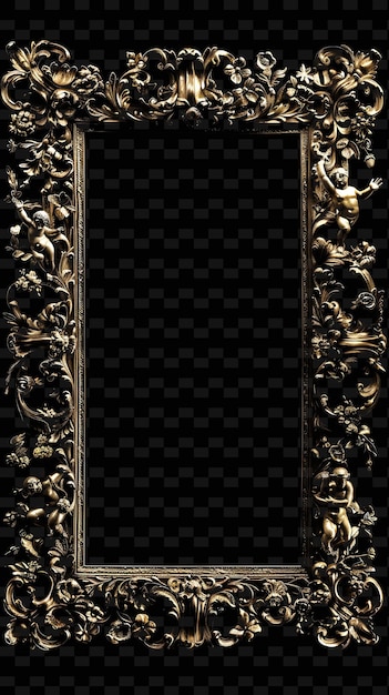 gold frame with a gold frame and a black background