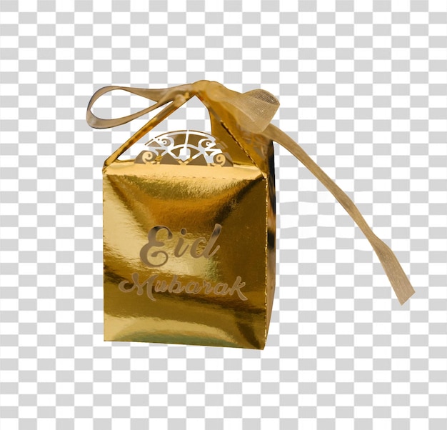 PSD gold gift bag with the name eid mubarak, gold bag with a ribbon, gold bag with the name eid mubarak, gold bag with a bow, gold bag with