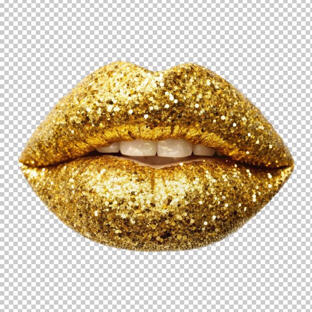 PSD gold glitter lips