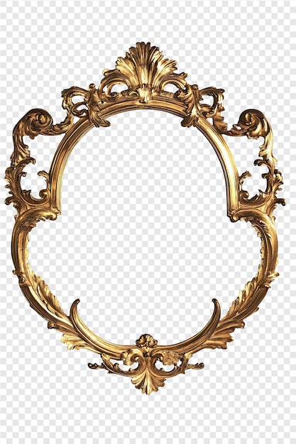 gold and gold round mirror on a transparent background