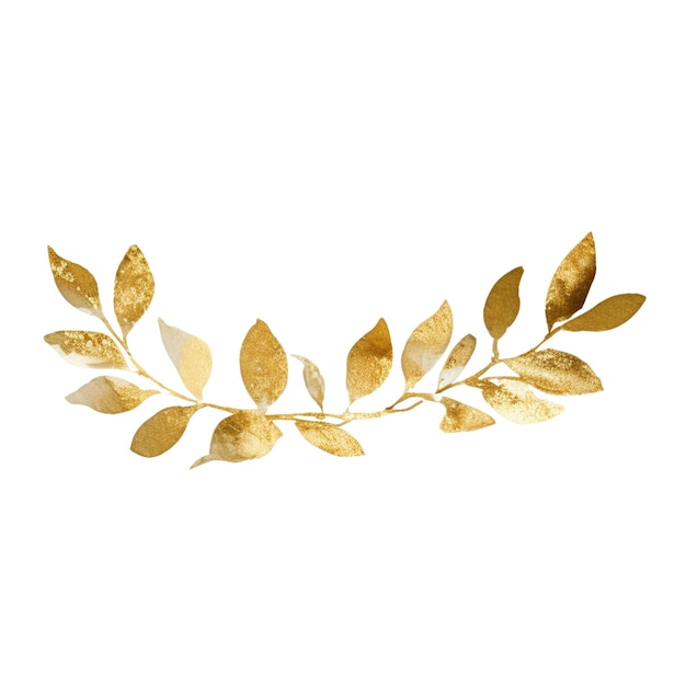 Gold green leaves wedding arrangement isolated on white background