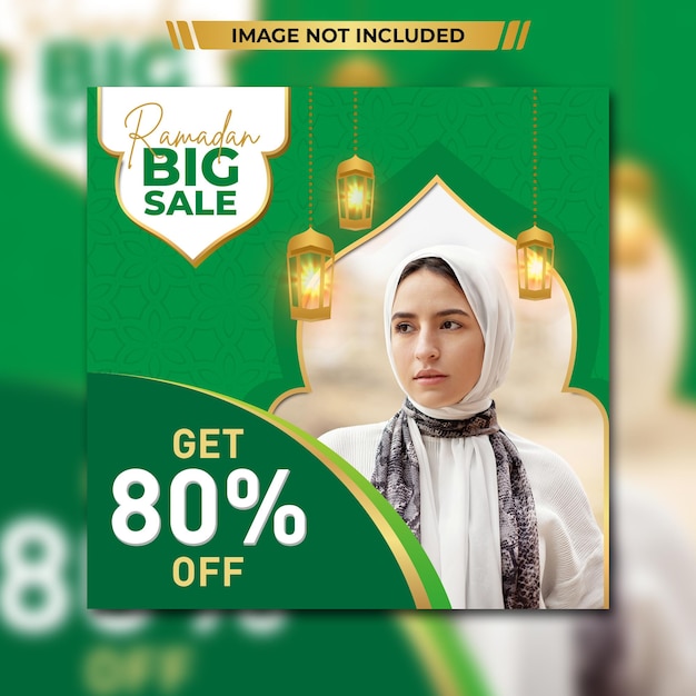 gold green modern ramadan sale flyer or social media post