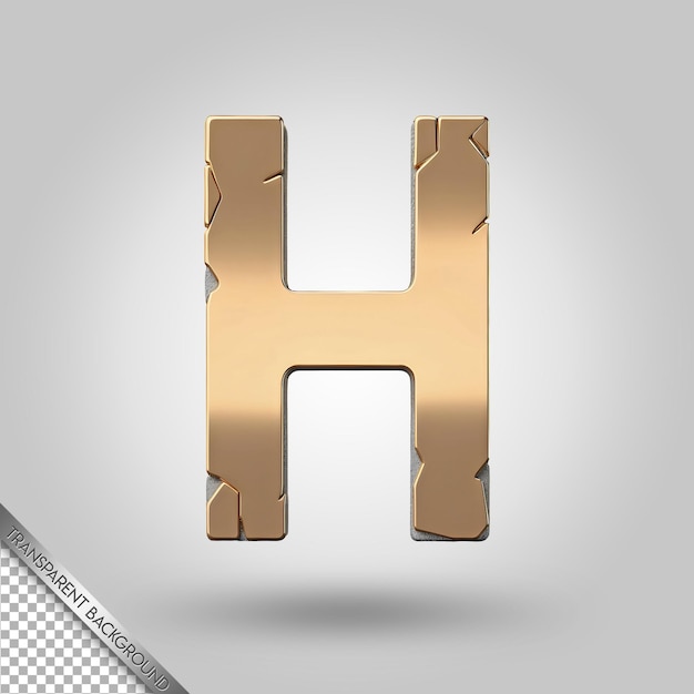 PSD a gold h is printed on a white background