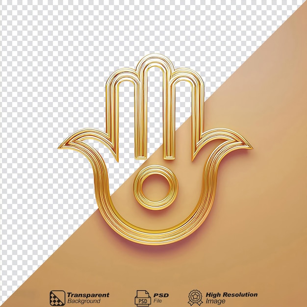 PSD gold hamsa outline icon isolated on transparent background