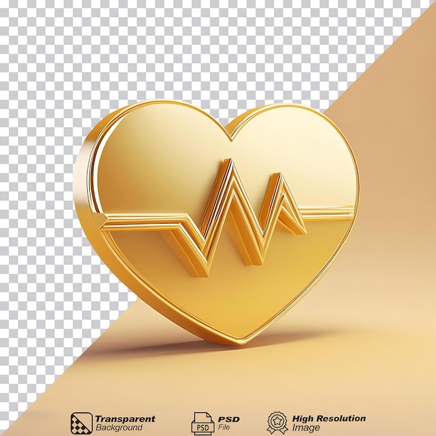 Gold Heart Rate Icon isolated on transparent background