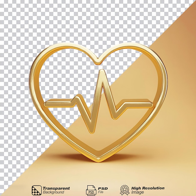 Gold Heart Rate Outline Icon isolated on transparent background