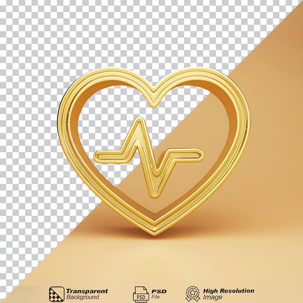 Gold Heart Rate Outline Icon isolated on transparent background