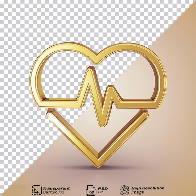 Gold Heart Rate Outline Icon isolated on transparent background