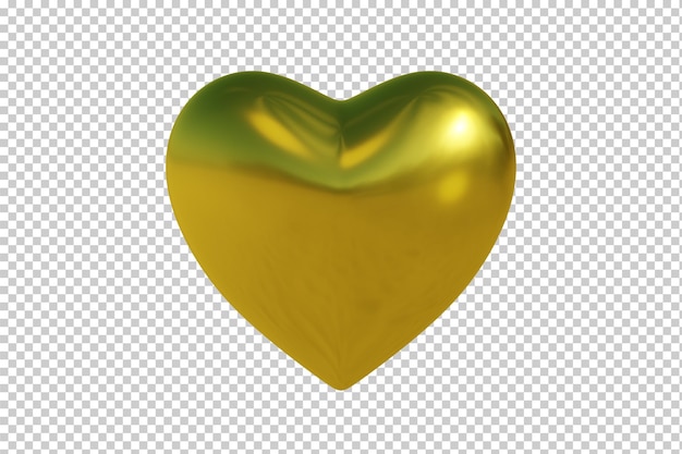 Gold heart shaped 3D rendering