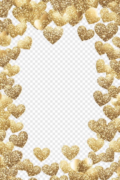 gold hearts on a transparent background