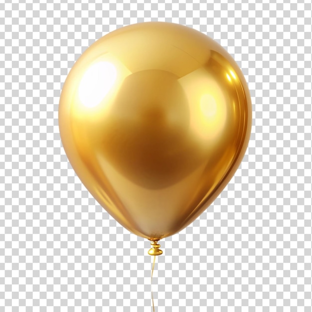 Gold helium balloon Isolated on transparent background