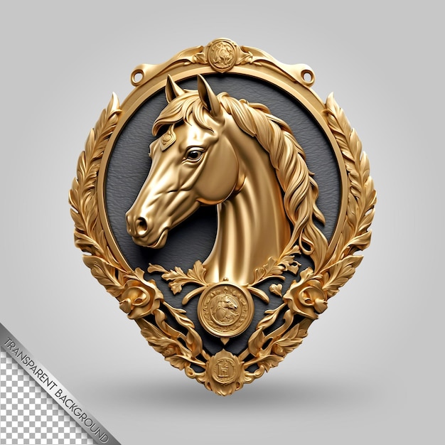 PSD a gold horse with a gold mane and a gold crown