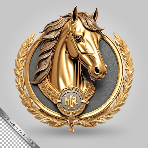 PSD a gold horse with a horse head and the word h h