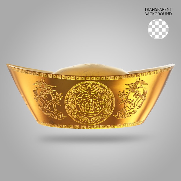 Gold Ingot Chinese symbol isolated 3D rendered illustration