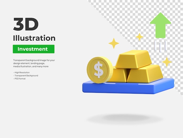 Gold investment icon 3d illustration