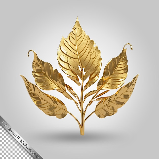 PSD a gold leaf with the word leaf on it