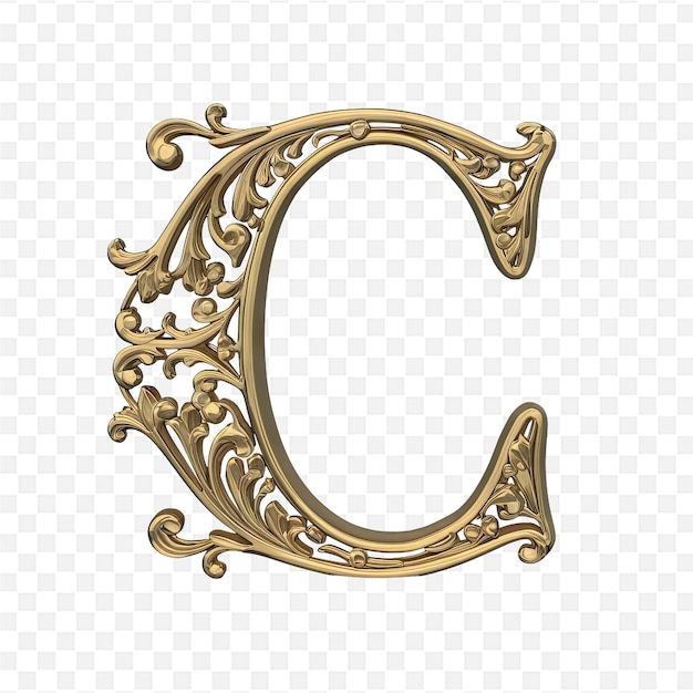 gold letter c on a transparent background