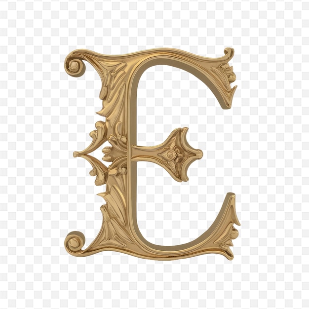 gold letter e on a transparent background